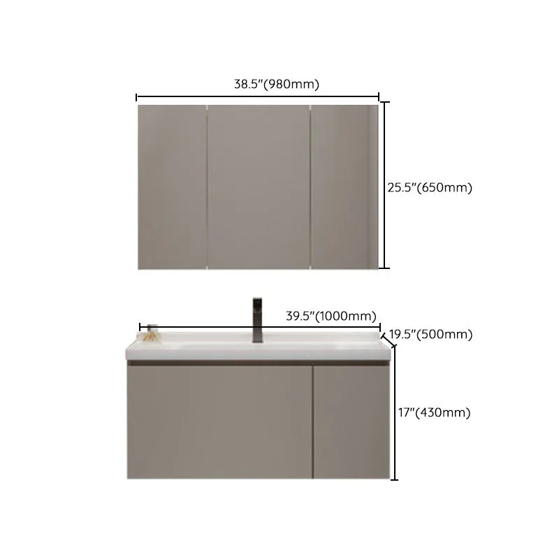 Grifo de montaje en pared incluido, tocador de baño con puertas, lavabo con espejo para baño Clearhalo