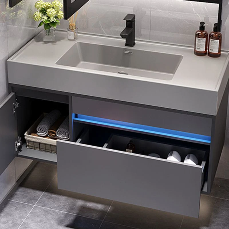 Grifo de montaje en pared incluido, tocador con lavabo con espejo para baño Clearhalo