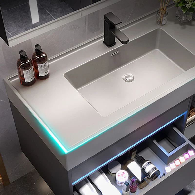 Grifo de montaje en pared incluido, tocador con lavabo con espejo para baño Clearhalo