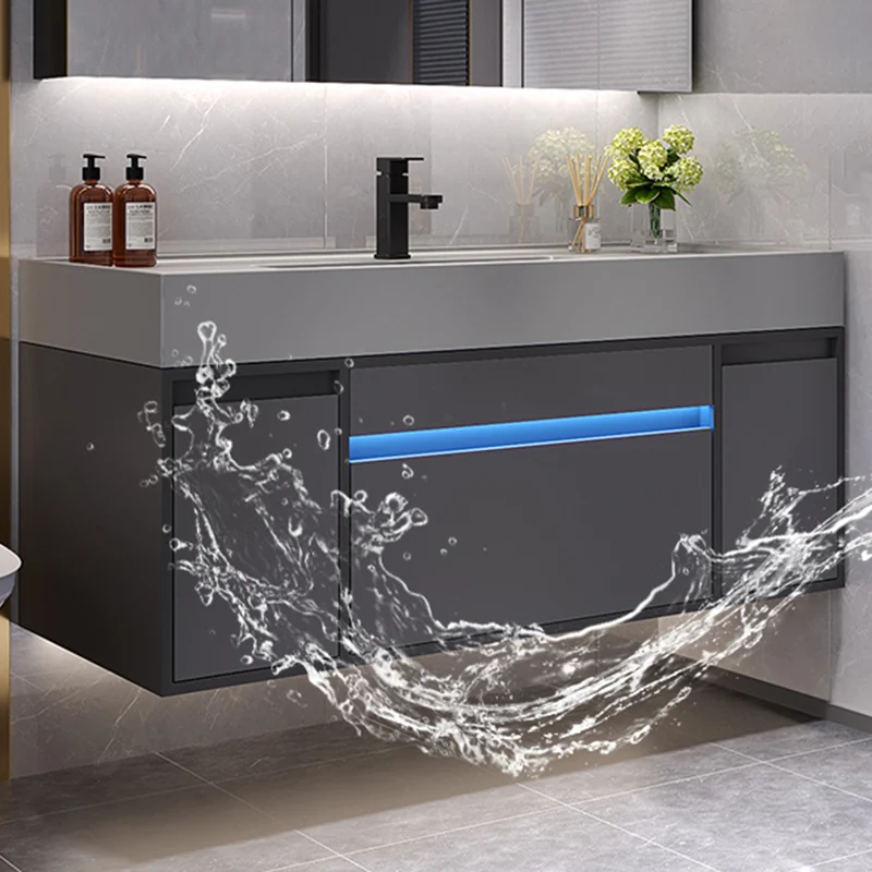 Grifo de montaje en pared incluido, tocador con lavabo con espejo para baño Clearhalo