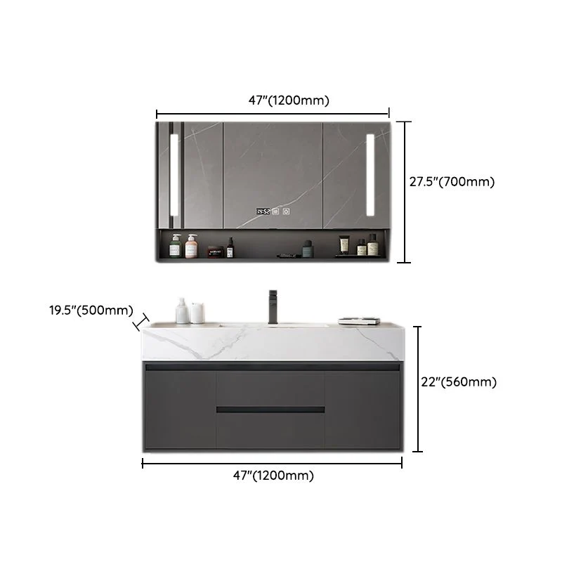 Grifo de montaje en pared incluido tocador de lavabo con espejo de lavabo para baño Clearhalo