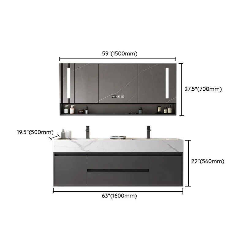 Grifo de montaje en pared incluido tocador de lavabo con espejo de lavabo para baño Clearhalo