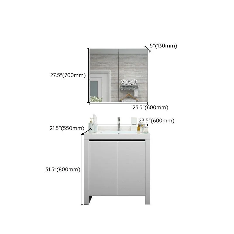 Grifo de tocador para fregadero de madera blanca moderno incluido con espejo para baño Clearhalo