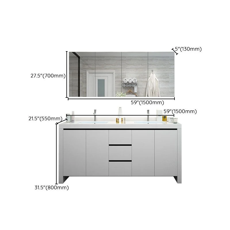Grifo de tocador para fregadero de madera blanca moderno incluido con espejo para baño Clearhalo