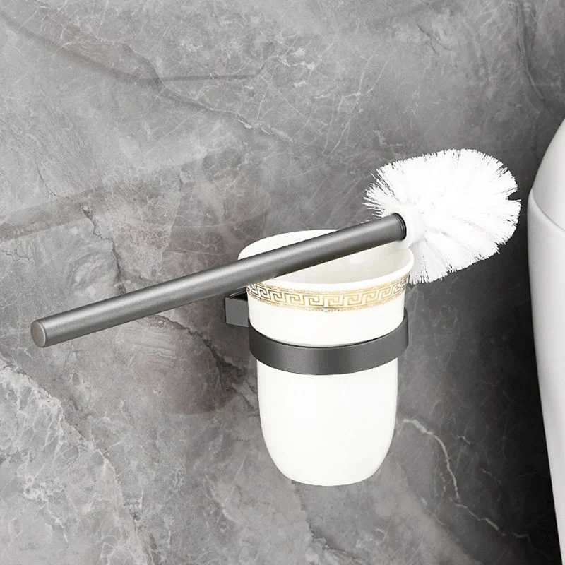 Gris Juego de accesorios de baño moderno de 6/7 piezas Estante para baño/Ganchos para bata/Toallero incluido Clearhalo
