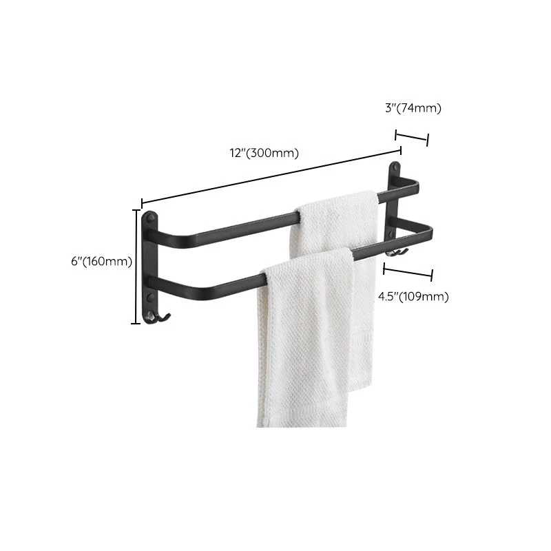 Hardware de aluminio negro moderno del cuarto de baño de la barra de toalla del sistema del hardware del baño Clearhalo
