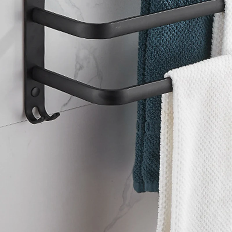 Hardware de aluminio negro moderno del cuarto de baño de la barra de toalla del sistema del hardware del baño Clearhalo