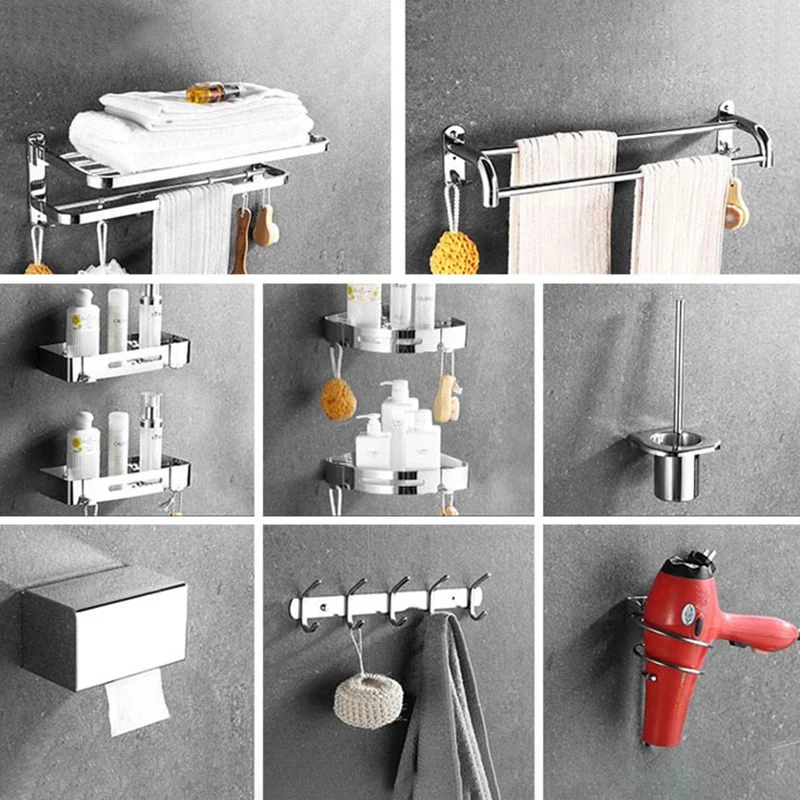 Juego de accesorios de baño de acero inoxidable moderno, juego de accesorios de baño plateados Clearhalo