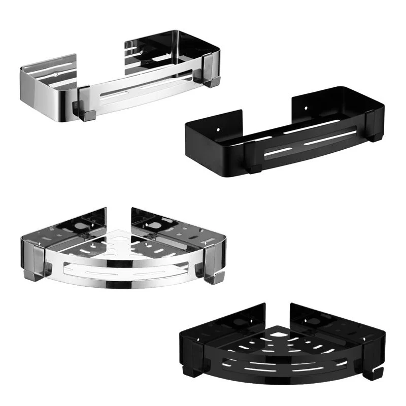 Juego de accesorios de baño de acero inoxidable moderno, estante de baño rectangular y triangular Clearhalo