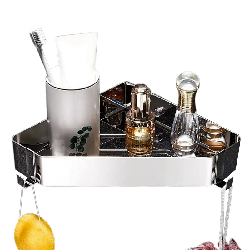 Juego de accesorios de baño de acero inoxidable de 2 piezas Estante de baño triangular de 11,8" de ancho Clearhalo