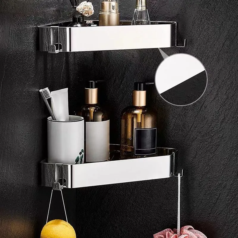 Juego de accesorios de baño de acero inoxidable de 2 piezas Estante de baño triangular de 11,8" de ancho Clearhalo
