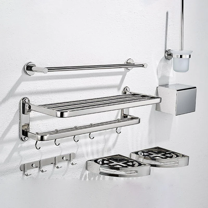 Juego de accesorios de baño de acero moderno, juego de accesorios de baño plateados Clearhalo