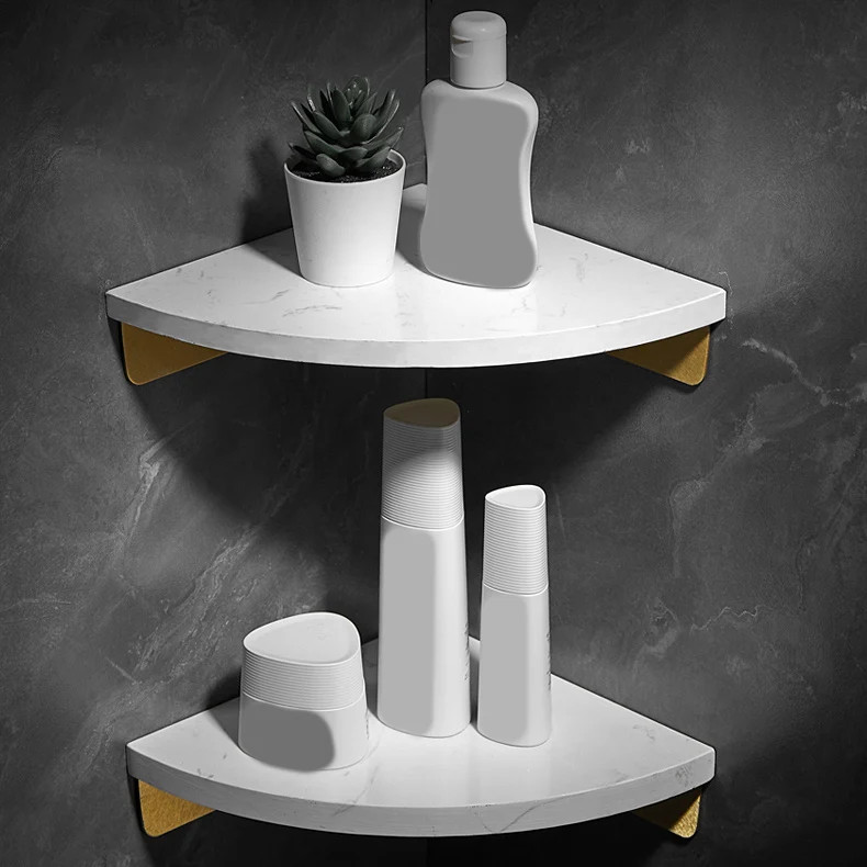 Juego de accesorios de baño de aluminio de 1,57 pulgadas de estante de baño de mármol alto Negro Clearhalo
