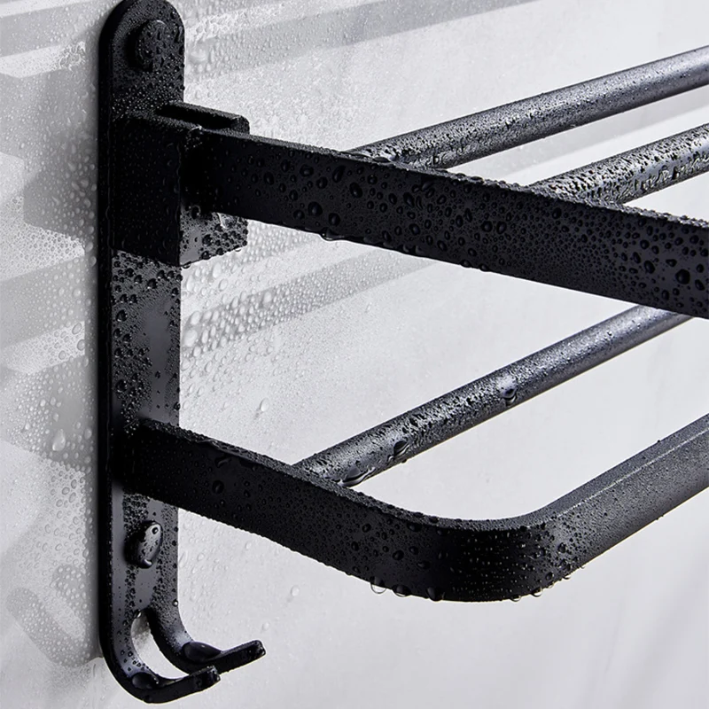 Juego de accesorios de baño de aluminio contemporáneo, color negro Clearhalo