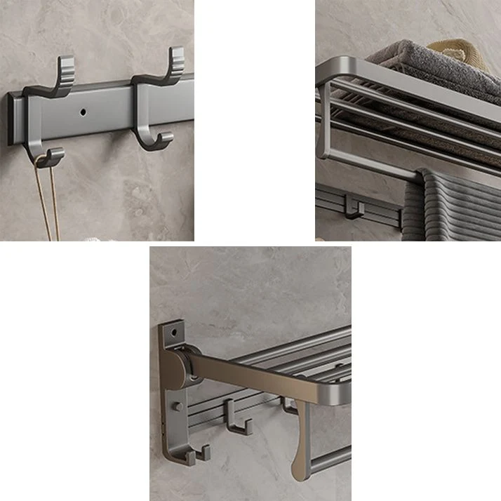 Juego de accesorios de baño de aluminio gris, estante de baño contemporáneo Clearhalo
