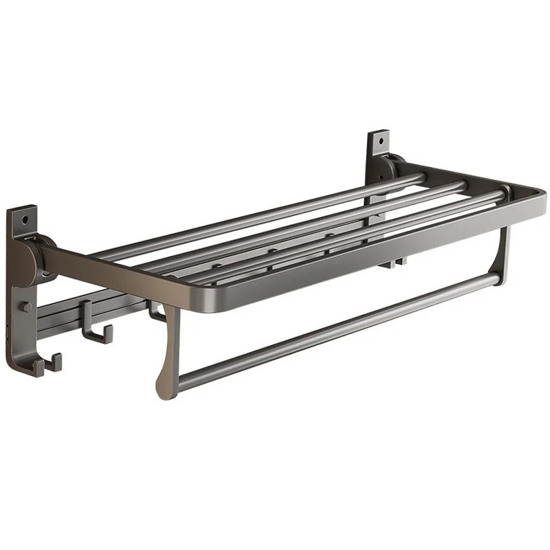Juego de accesorios de baño de aluminio gris, estante de baño contemporáneo Clearhalo