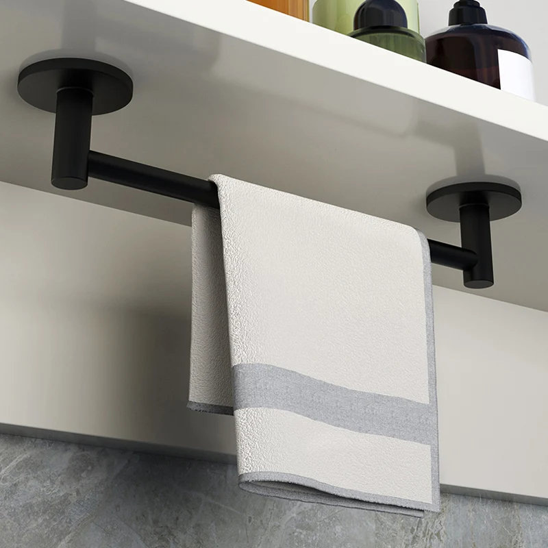 Juego de accesorios de baño de aluminio, kit de accesorios de baño negro, barra de toalla Clearhalo