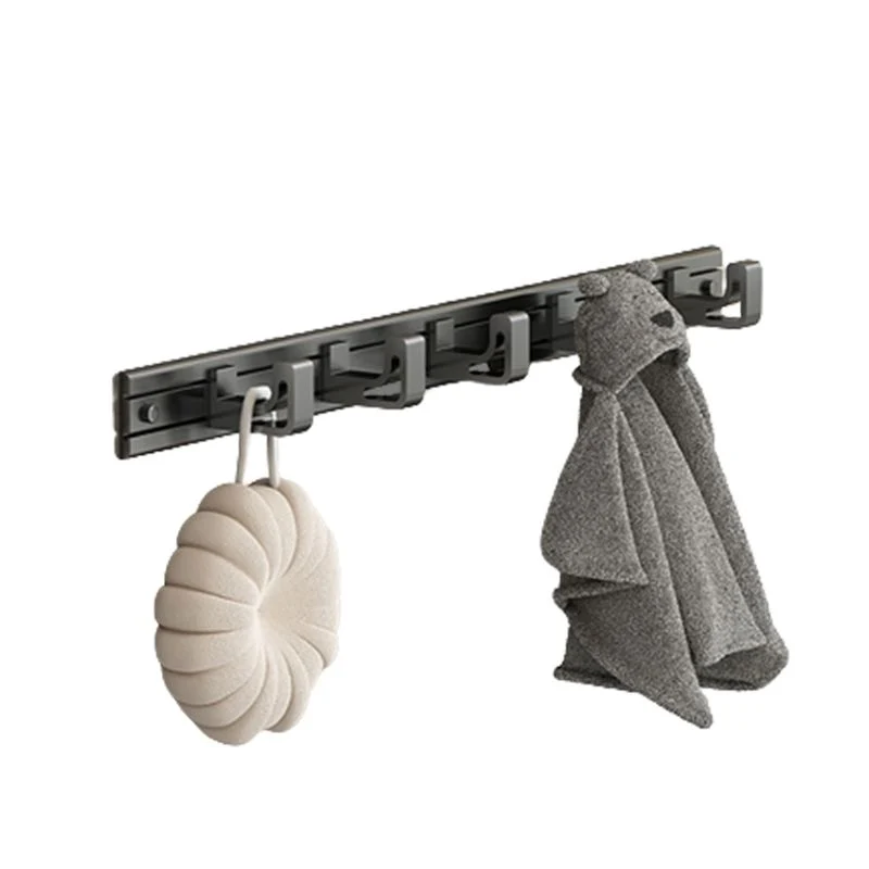 Juego de accesorios de baño de aluminio modernista, juego de baño de metal gris con toallero/estante de baño Clearhalo