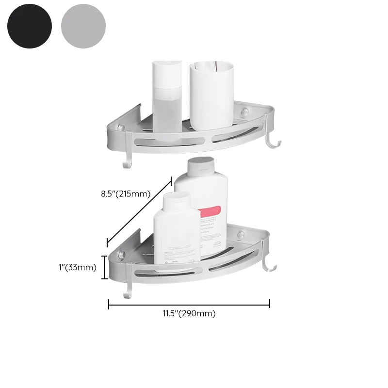 Juego de accesorios de baño de aluminio moderno, estante de baño negro/plateado Clearhalo