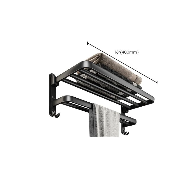 Juego de accesorios de baño de aluminio negro, estante de baño moderno, barra para toallas y soporte para papel Clearhalo