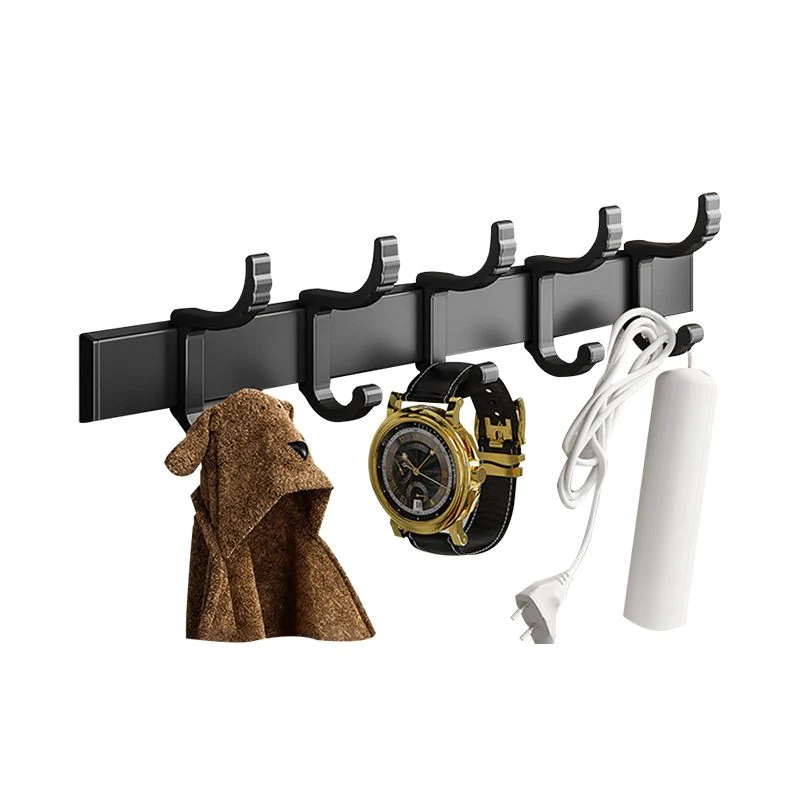 Juego de accesorios de baño de aluminio negro, estante de baño moderno, barra para toallas y soporte para papel Clearhalo