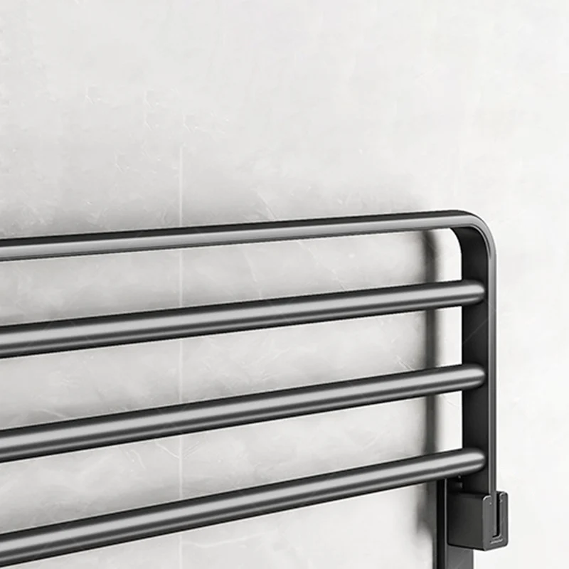 Juego de accesorios de baño de aluminio negro, estante de baño moderno, barra para toallas y soporte para papel Clearhalo