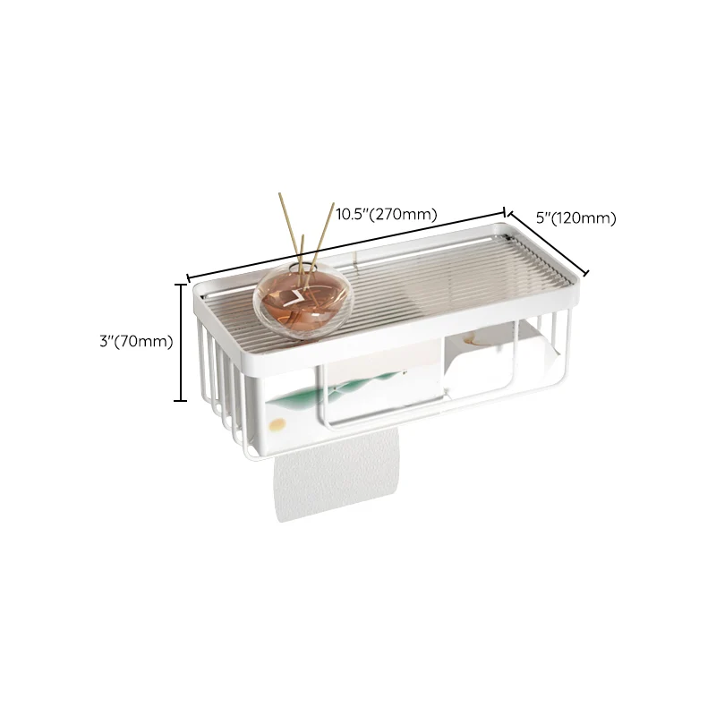 Juego de accesorios de baño blanco Juego de baño de metal y acrílico con estante para baño/ganchos para bata Clearhalo