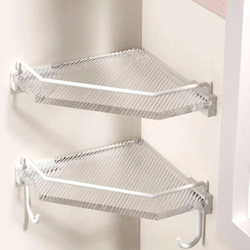 Juego de accesorios de baño blanco Juego de baño de metal y acrílico con estante para baño/ganchos para bata Clearhalo