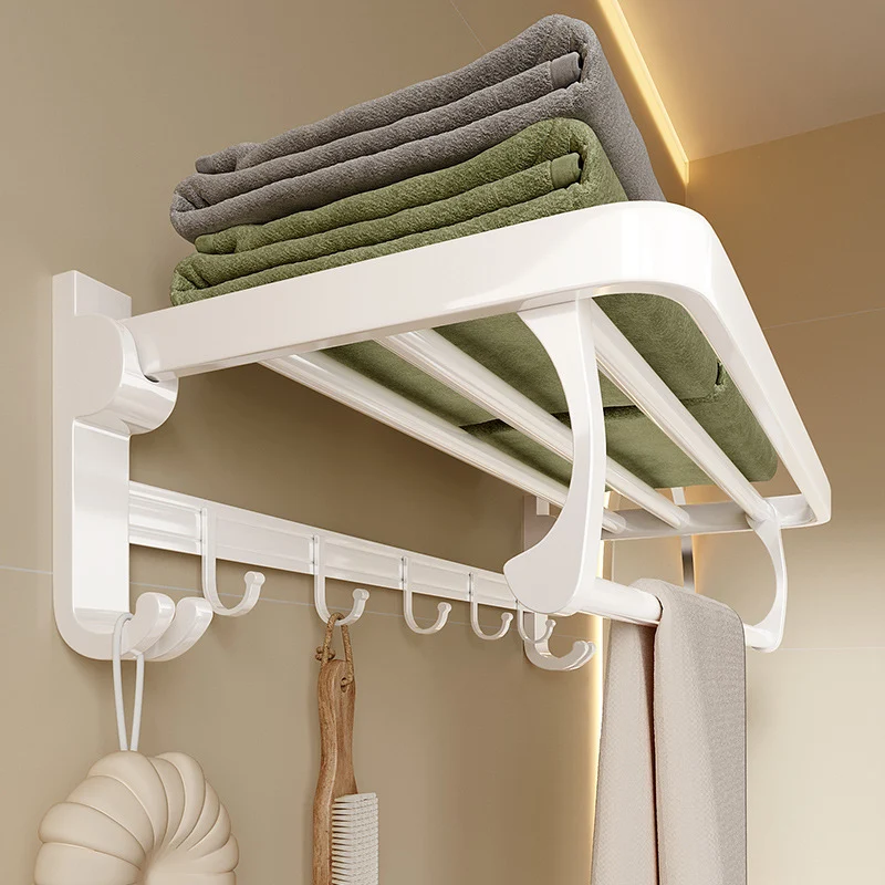 Juego de accesorios de baño blanco Kit de accesorios de baño de aluminio contemporáneo con barra para toallas Clearhalo