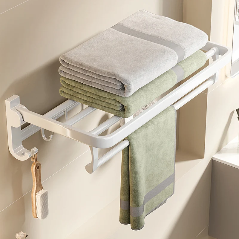 Juego de accesorios de baño blanco Kit de accesorios de baño de aluminio contemporáneo con barra para toallas Clearhalo