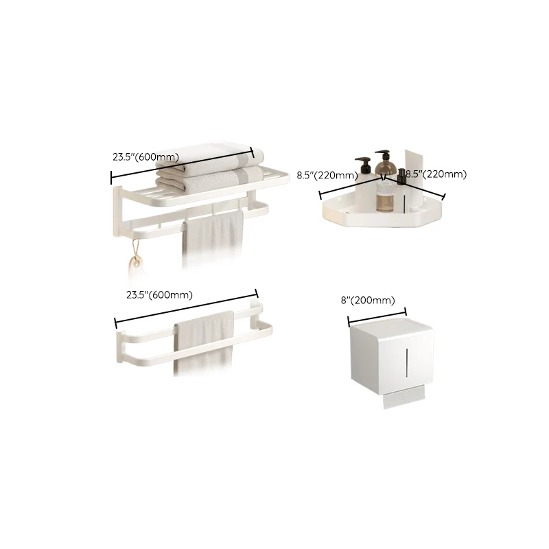 Juego de accesorios de baño blanco moderno, estante de baño, soporte de papel, Kit de accesorios de baño Clearhalo