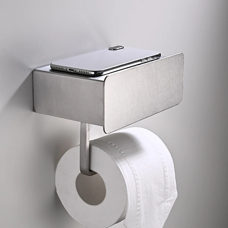 Juego de accesorios de baño clásicos de acero inoxidable de 2 piezas, soporte para papel negro y cromado Clearhalo