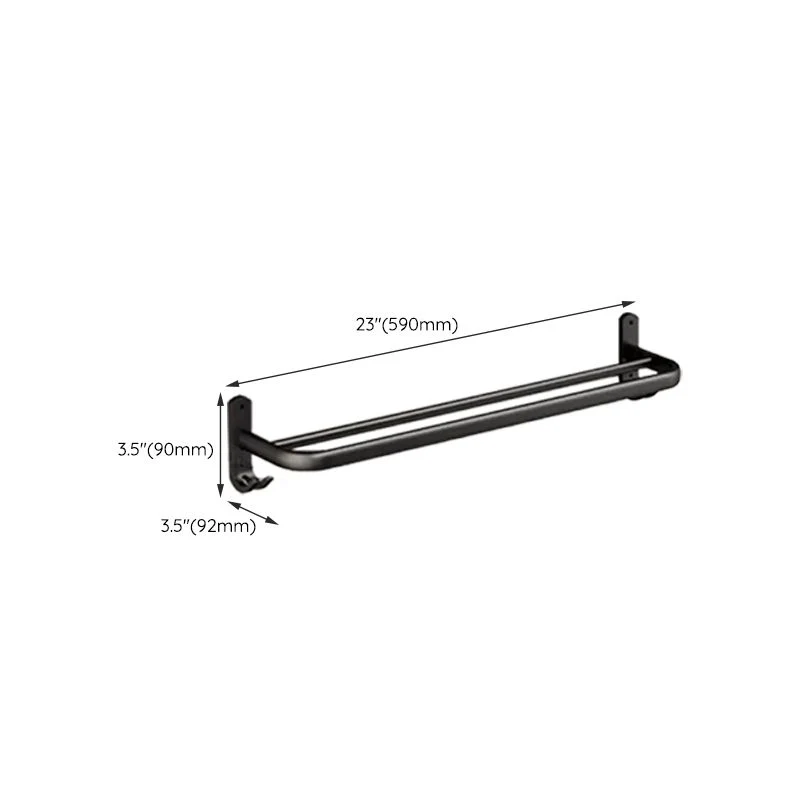 Juego de accesorios de baño clásicos en aluminio con acabado negro, ganchos para batas/barra para toallas Clearhalo