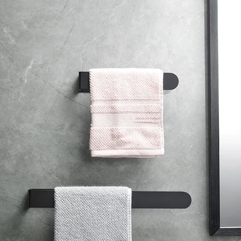 Juego de accesorios de baño con anillo de toalla moderno, juego de accesorios de baño de acero inoxidable/negro Clearhalo