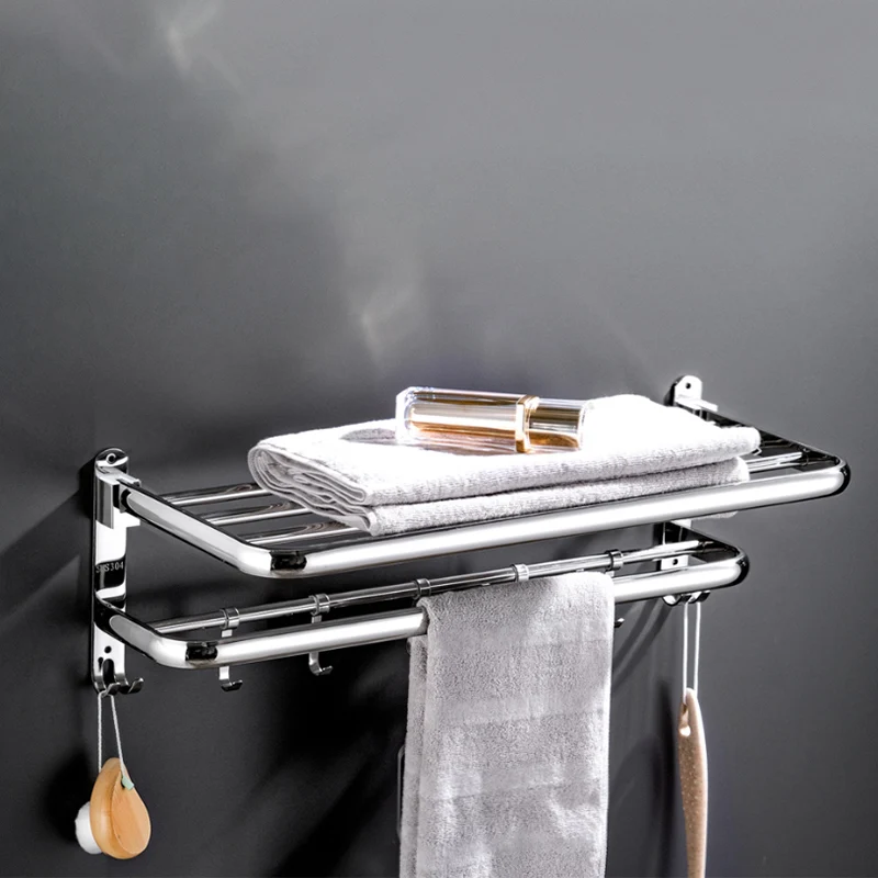 Juego de accesorios de baño con estante de baño con barra de toalla de acero inoxidable moderno Clearhalo