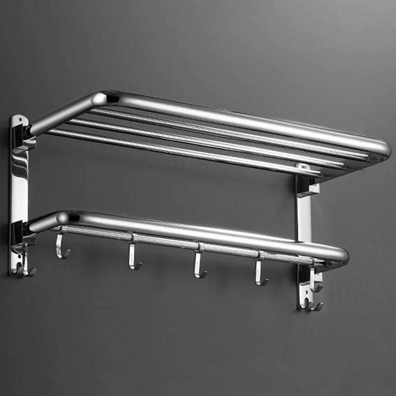Juego de accesorios de baño con estante de baño con barra de toalla de acero inoxidable moderno Clearhalo