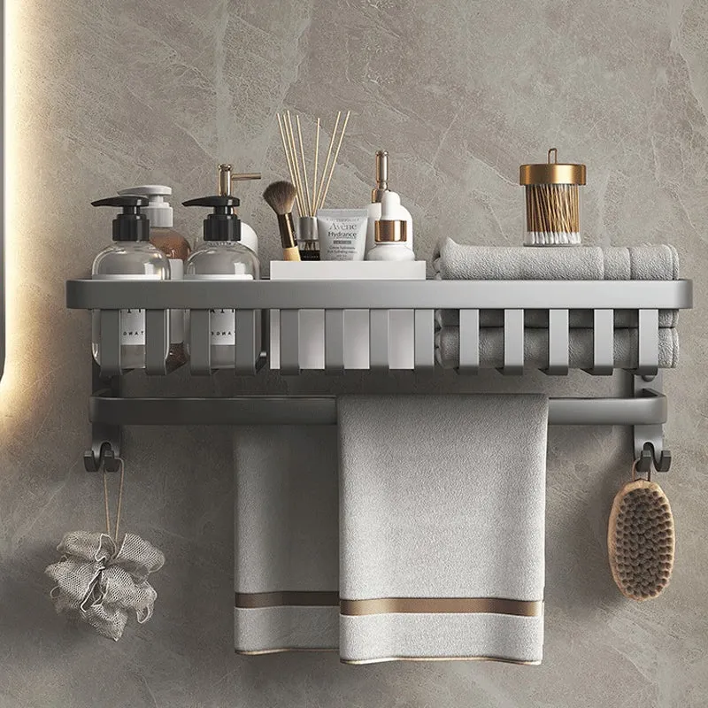 Juego de accesorios de baño con juego de accesorios de baño de aluminio gris moderno Clearhalo