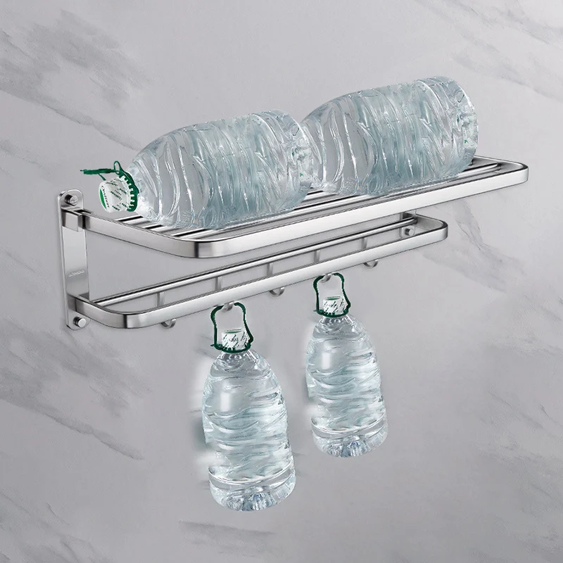 Juego de accesorios de baño contemporáneo en aluminio con toallero/estante para baño Clearhalo