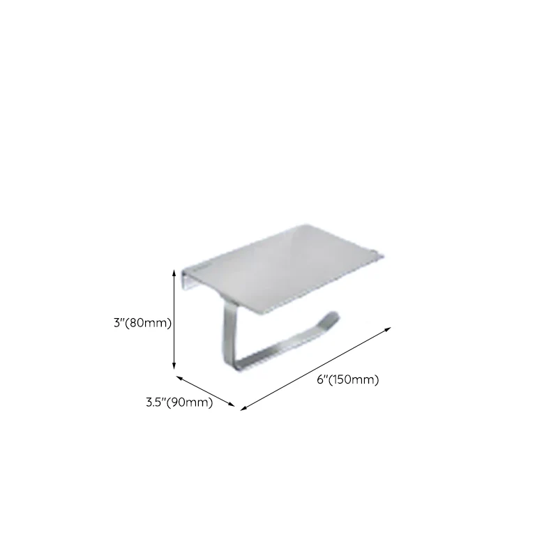 Juego de accesorios de baño contemporáneo en aluminio con toallero/estante para baño Clearhalo