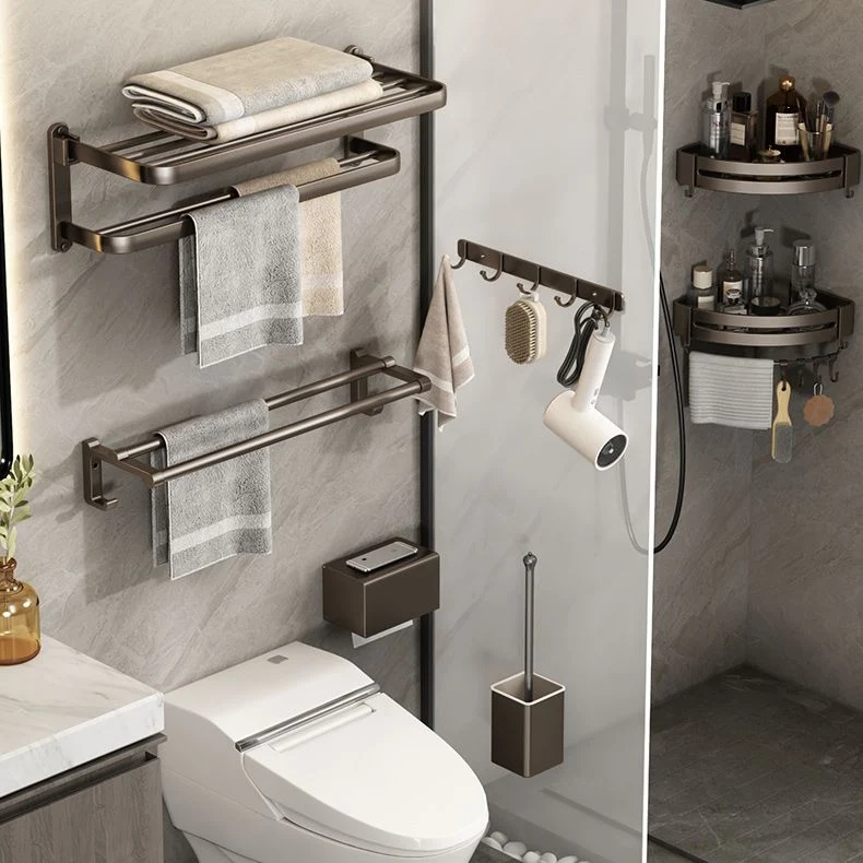 Juego de accesorios de baño contemporáneo, estante de baño de 3 piezas con ganchos Clearhalo