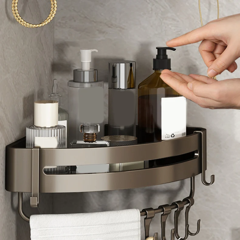 Juego de accesorios de baño contemporáneo, estante de baño de 3 piezas con ganchos Clearhalo