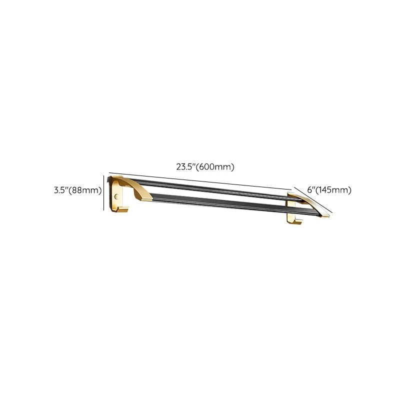 Juego de accesorios de baño contemporáneo, estante de baño/toallero negro y dorado Clearhalo