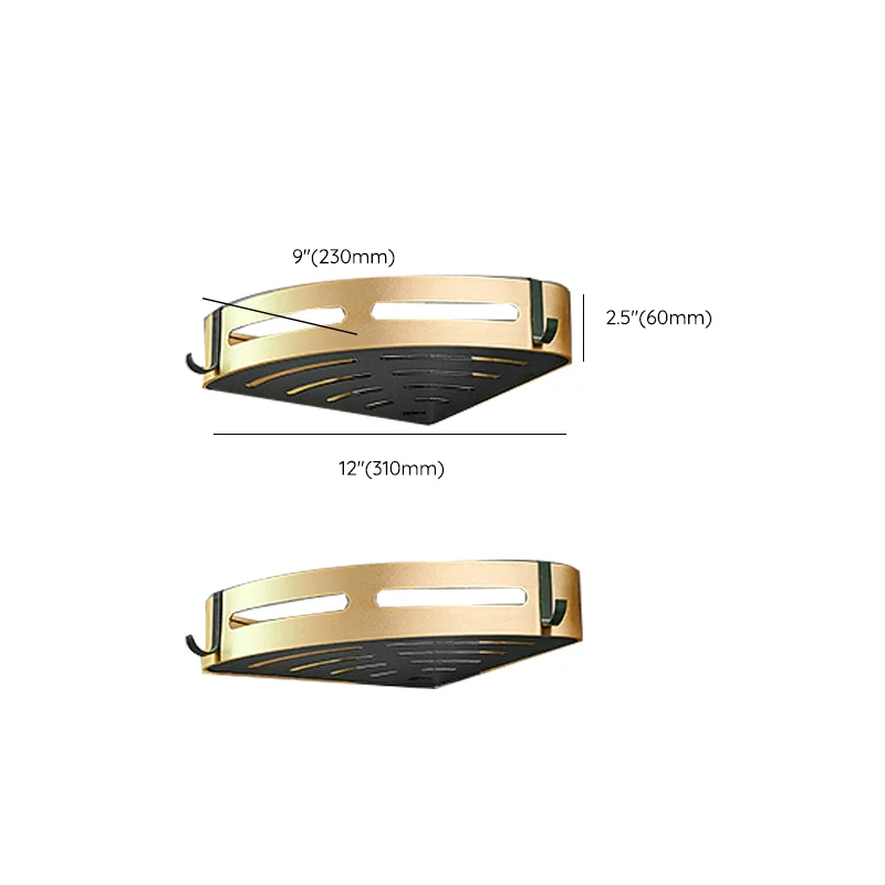 Juego de accesorios de baño contemporáneo, estante de baño/toallero negro y dorado Clearhalo