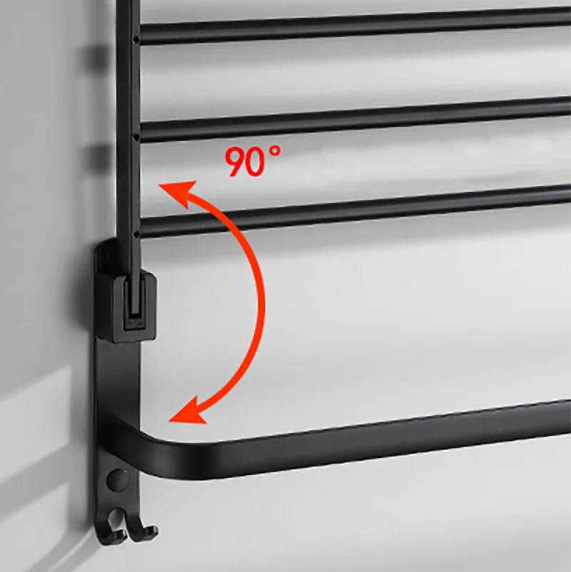 Juego de accesorios de baño contemporáneo, ganchos para batas con acabado negro/barra para toallero Clearhalo