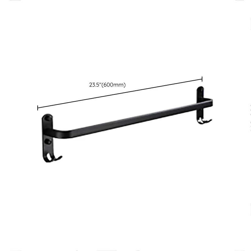Juego de accesorios de baño contemporáneo, ganchos para batas con acabado negro/barra para toallero Clearhalo