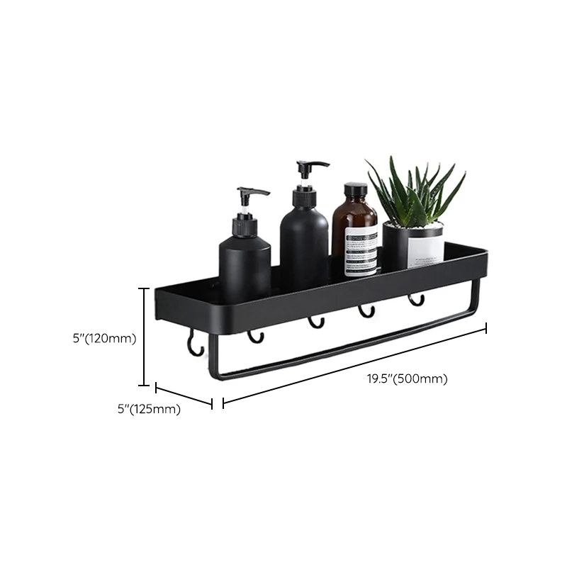 Juego de accesorios de baño contemporáneo, ganchos para batas con acabado negro/barra para toallero Clearhalo