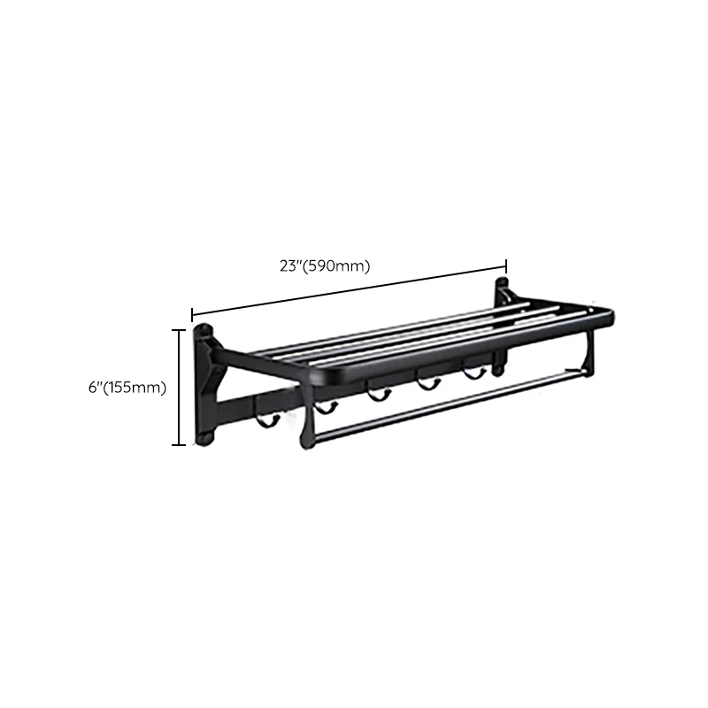 Juego de accesorios de baño contemporáneo, ganchos para batas con acabado negro/barra para toallero Clearhalo
