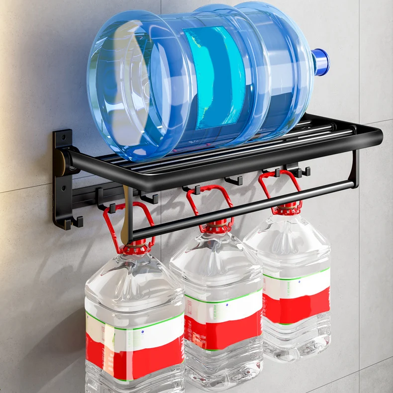 Juego de accesorios de baño contemporáneo, juego de baño negro mate con ganchos para bata/barra para toallas Clearhalo