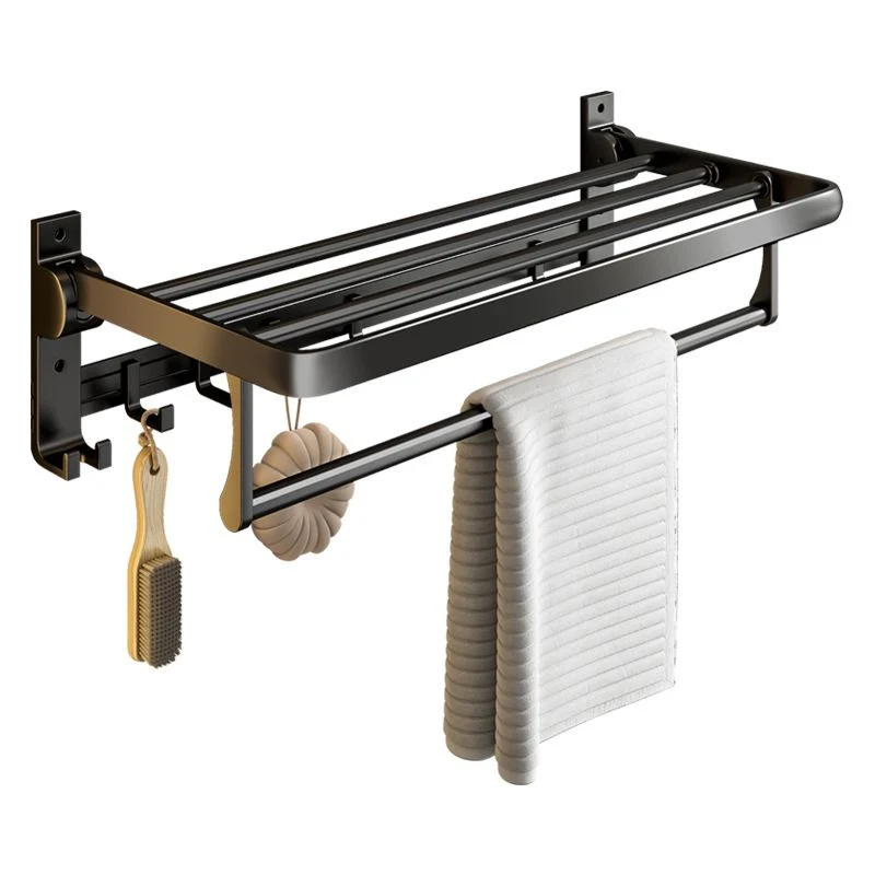 Juego de accesorios de baño contemporáneo, juego de baño negro mate con ganchos para bata/barra para toallas Clearhalo
