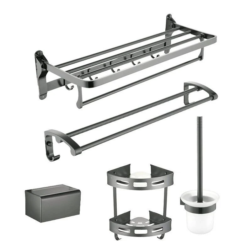 Juego de accesorios de baño contemporáneo de metal de 5 piezas con estante para bañera Clearhalo